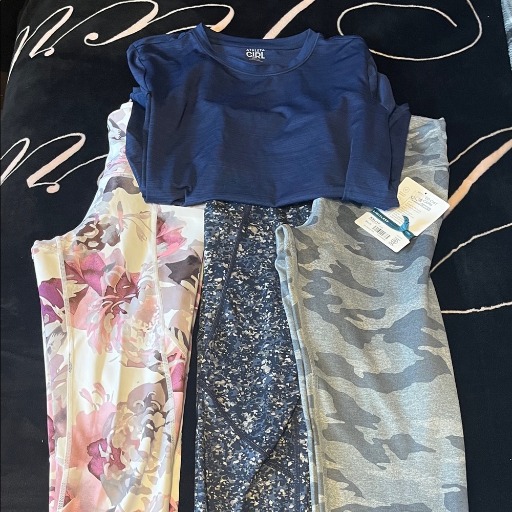 Athleta Women's Leggings - Floral, Blue, Gray Camo
